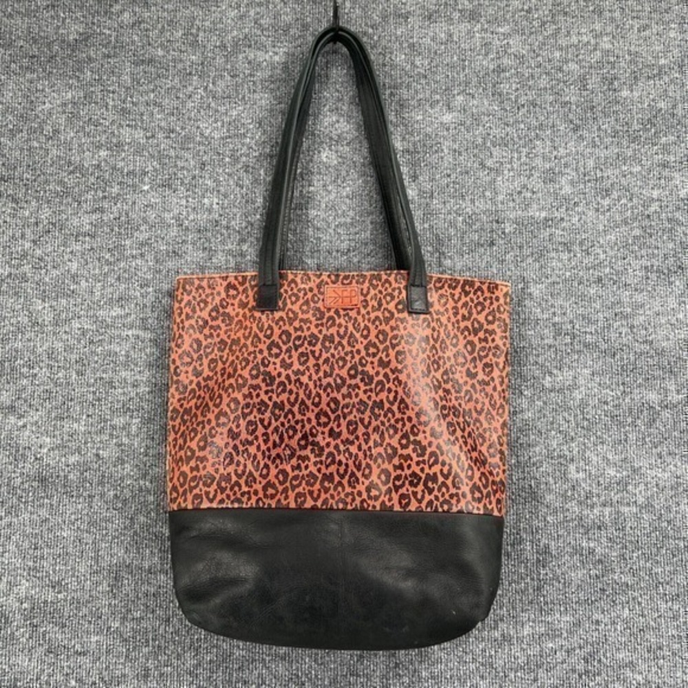Freshly Picked Leather Tote Shoulder Bag Leopard Black Shopper Purse